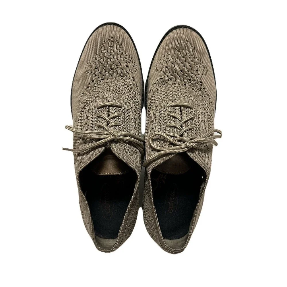 Aetrex Womens Size 7.5-8 38 EU Taupe Hayden Knit Stretch Knit Oxford Shoes EUC